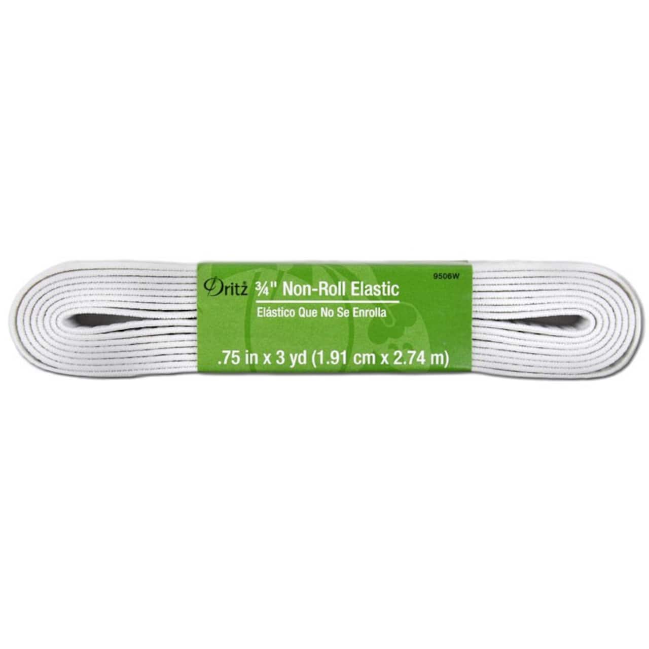 3/4&#x22; White Woven Non-Roll Elastic - 3 Yards